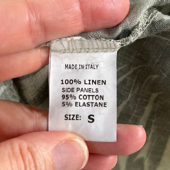 Lina Tomei Women's Green Floral Linen Sleeveless Mini Dress Size S - Picture 7 of 8